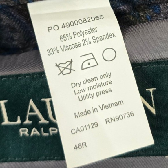 LAUREN Ralph Lauren Mens 46R Houndstooth Sport Coat Blazer Gray Black‎ Blue Prep - Picture 6 of 10
